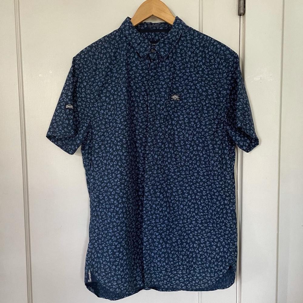 Superdry short-sleeve button down blue XL NWOT